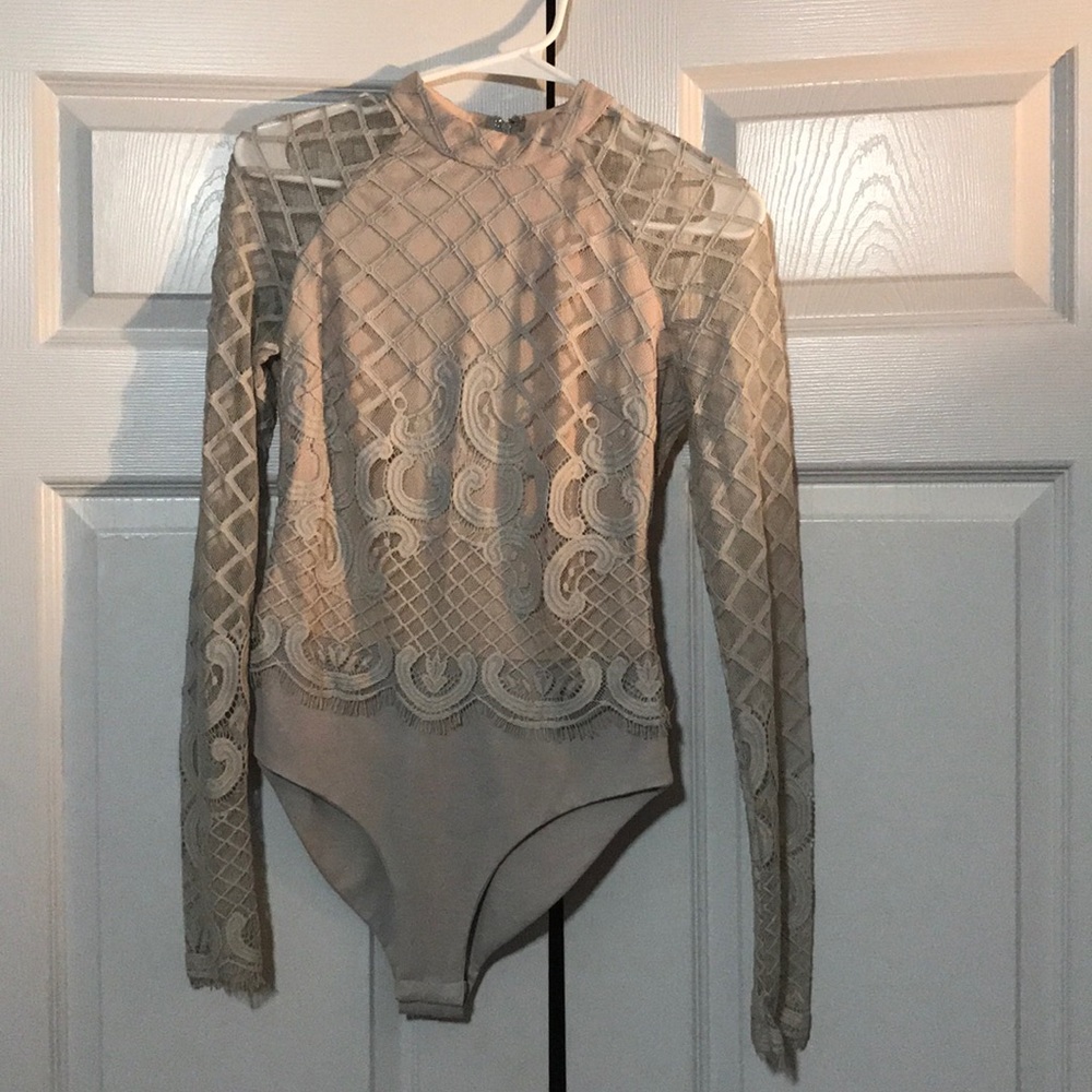 Lace gray body suit